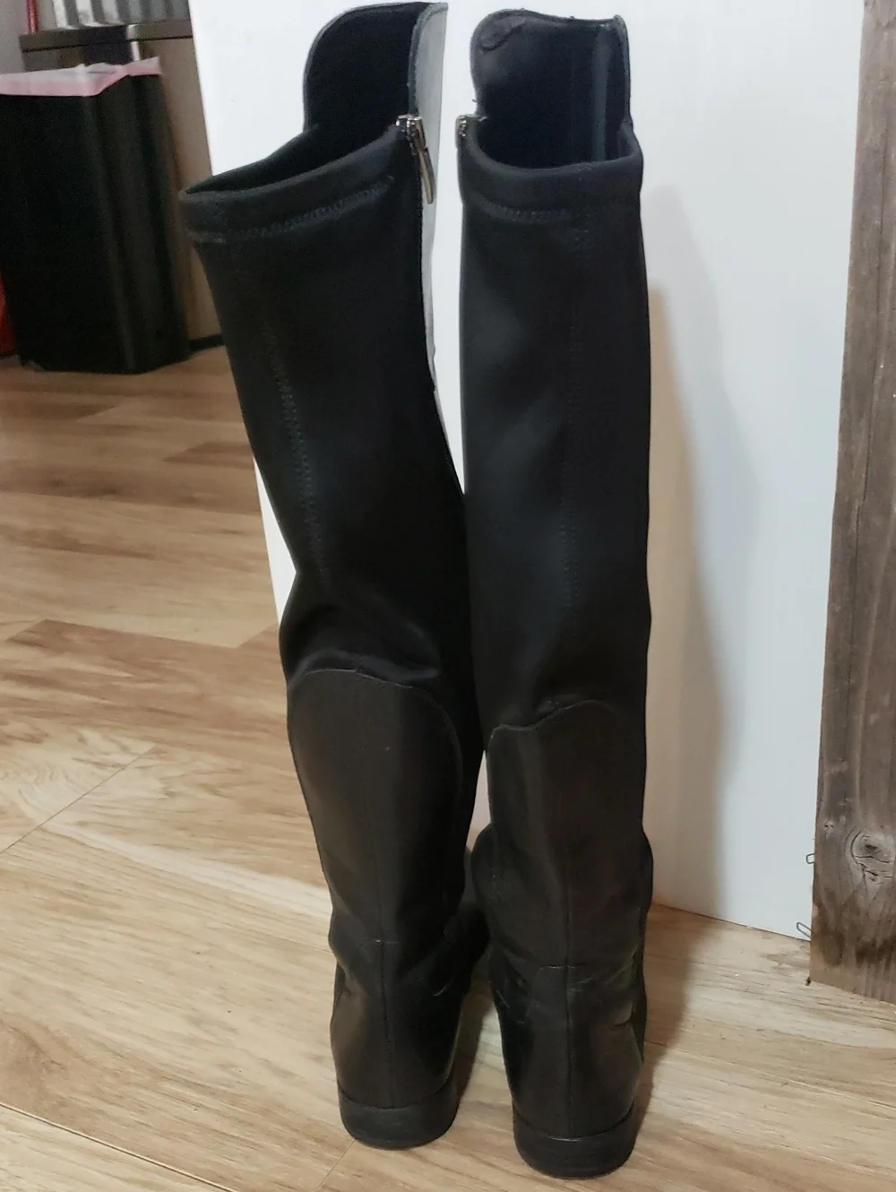 Franco Sarto Tall Over Knee Full Zip Riding Boots Black Leather 8.5 Low Heel